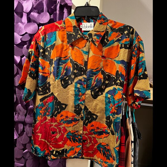 Rafaella: Floral - 100% Silk Blouse - Size Medium - Picture 1 of 4